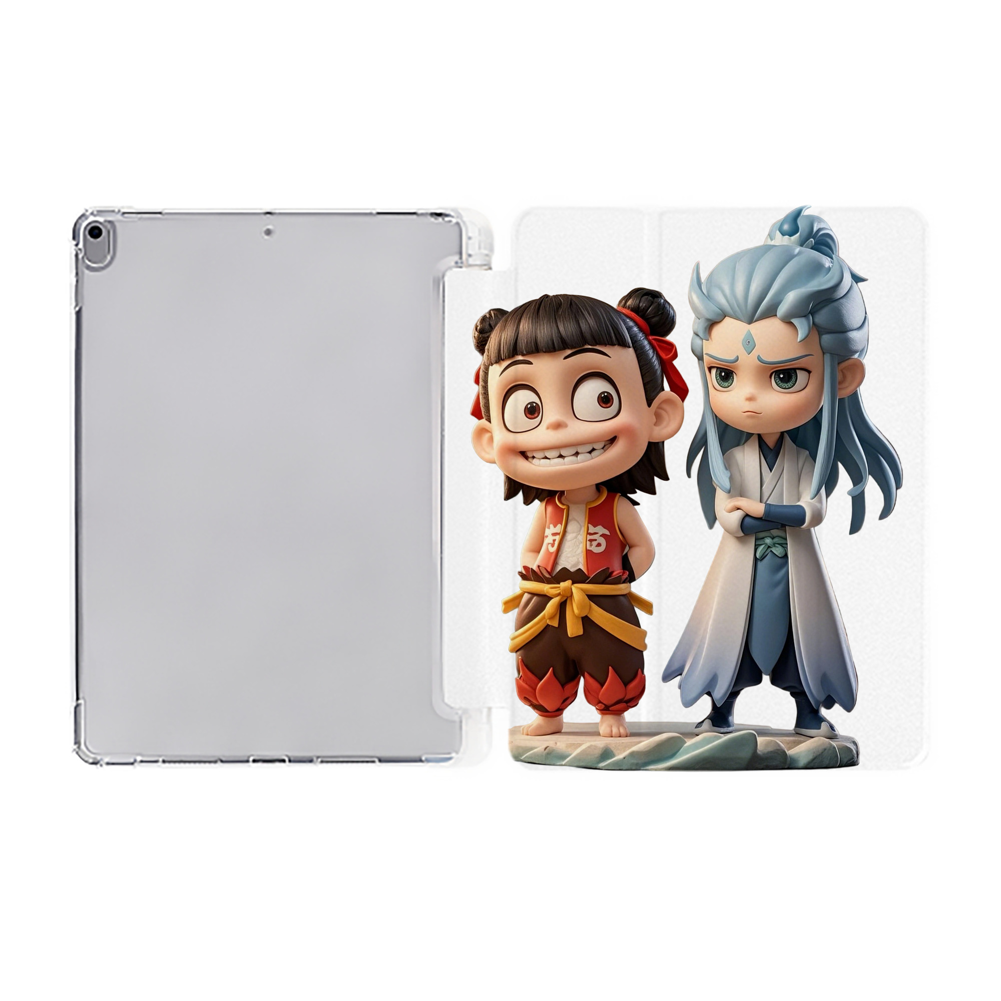 （画像用） Ne Zha 2 ナタ 魔童の大暴れ IPad ケース ペン収納付き 三つ折りスタンド PUレザー×シリコン 対応機種9.5/10.5/10.9インチ